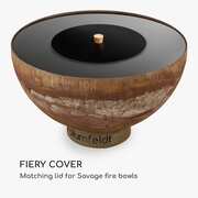 Blumfeldt Firebowl Savage Lid, tűzrakóhely fedél, 40 cm, acél, fa fogantyú termék 2. képe