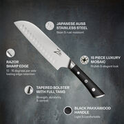 Zelite Infinity by Klarstein Razor-Edge, 7" santoku kés, 59 HRC, rozsdamentes acél termék 2. képe