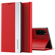 Xiaomi Poco X3 NFC / X3 Pro, Oldalra nyíló tok, stand, Wooze Silver Line, piros akciós termékkép 1