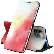 Xiaomi Poco M3, Oldalra nyíló tok, stand, festék minta, Wooze Flashy Colors, színes/piros akciós termékkép 1