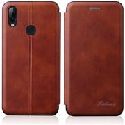 Huawei Honor 10X Lite, Oldalra nyíló tok, stand, Wooze Protect And Dress Book, barna akciós termékkép 1