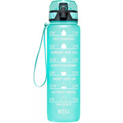 Prémium motivációs sport kulacs, idősáv, motivációs szöveg, kézpánttal, 1000 ml, Wooze You Did It, menta akciós termékkép 1