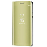 Xiaomi Redmi K40S 5G / Poco F4 5G, Oldalra nyíló tok, hívás mutatóval, Smart View Cover, arany (utángyártott) akciós termékkép 1