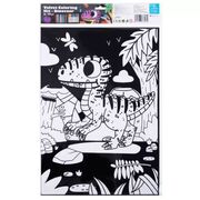 Tookyland: Bársonyos színezőkészlet 16 db filctollal – Dinoszaurusz, 30 x 25 cm akciós termékkép 1