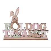 Fa dekoráció „Boldog tavaszt&quot; felirattal és nyuszi formával - 28 x 18 cm akciós termékkép 1