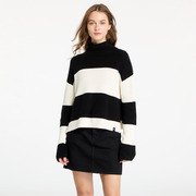 Pulóver Calvin Klein Jeans Chunky Loose High Neck Sweater Ivory/ Black Stripe L akciós termékkép 1