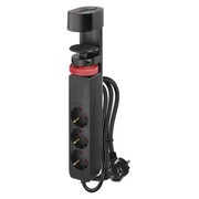 Hosszabbító kábel 1,5 m/3 aljzat/kapcsoló/asztalra szerelhető/USB/fekete/PVC/1,5 mm2  termék 2. képe