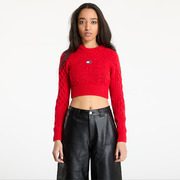 Pulóver Tommy Jeans Badge Star Cable Sweater Red L akciós termékkép 1