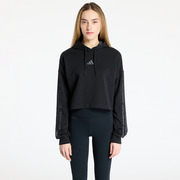 Pulóver adidas Essentials 3 Stripes Print French Terry Hoodie Black L akciós termékkép 1