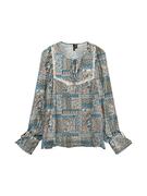 VERO MODA Blúz 'VMLISA LULU'  bézs / füstkék / narancs akciós termékkép 1