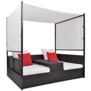  vidaXL barna polyrattan napellenzős kerti ágy 190 x 130 cm akciós termékkép 1