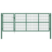  vidaXL zöld acél kerti kerítéskapu póznákkal 350 x 120 cm akciós termékkép 1