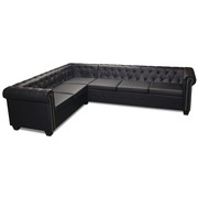  vidaXL 6 személyes fekete műbőr Chesterfield sarok kanapé akciós termékkép 1