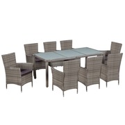  vidaXL 9-részes szürke kültéri polyrattan étkezőszett párnákkal akciós termékkép 1