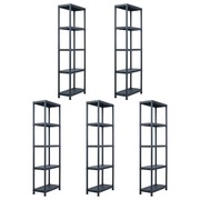  vidaXL 5 db fekete műanyag tároló polc 125 kg 60 x 30 x 180 cm akciós termékkép 1