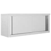  vidaXL rozsdamentes acél fali konyhaszekrény tolóajtókkal 120x40x50 cm akciós termékkép 1