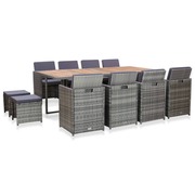 vidaXL 13 részes antracitszürke polyrattan és akácfa étkezőszett akciós termékkép 1