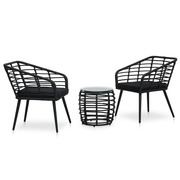  vidaXL 3-darabos fekete polyrattan bisztrószett akciós termékkép 1