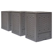  vidaXL 3 db barna műanyag rattan kerti komposztáló 60x60x83 cm 900 L akciós termékkép 1