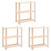  vidaXL 3 db 3-szintes tömör fenyőfa tárolópolc 150 kg 80 x 38 x 90 cm akciós termékkép 1