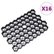  vidaXL 16 db fekete műanyag fűrács 60 x 40 x 3 cm akciós termékkép 1