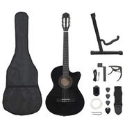  vidaXL 12 db-os fekete 6 húros western gitárszett hangszínszabályzóval akciós termékkép 1