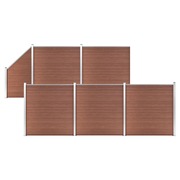  vidaXL 5 négyszögletes és 1 ferde barna WPC kerítéselem 965 x 186 cm akciós termékkép 1