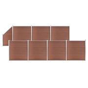  vidaXL 7 négyszögletes és 1 ferde barna WPC kerítéselem 1311 x 186 cm akciós termékkép 1