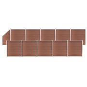  vidaXL 10 négyszögletes és 1 ferde barna WPC kerítéselem 1830 x 186 cm akciós termékkép 1
