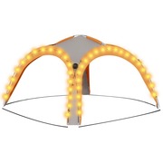  vidaXL szürke és narancs sátor LED-del és 4 oldalfallal 3,6x3,6x2,3 m akciós termékkép 1