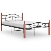  vidaXL fekete fém és tömör tölgyfa ágykeret 120 x 200 cm akciós termékkép 1