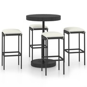  vidaXL 5 részes fekete polyrattan kerti bárszett párnákkal akciós termékkép 1