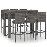  vidaXL 7 részes polyrattan kültéri bárszett antracitszürke párnákkal akciós termékkép 1
