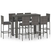  vidaXL 9 részes polyrattan kültéri bárszett antracitszürke párnákkal akciós termékkép 1