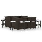  vidaXL 16 részes barna polyrattan kerti bárszett párnával akciós termékkép 1