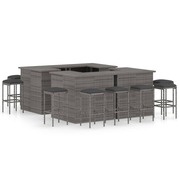  vidaXL 16 részes szürke polyrattan kerti bárszett párnával akciós termékkép 1