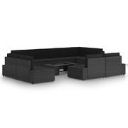  vidaXL 10 részes fekete polyrattan kerti ülőgarnitúra párnákkal akciós termékkép 1