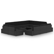  vidaXL 12 részes fekete polyrattan kerti ülőgarnitúra párnákkal akciós termékkép 1