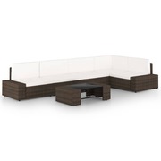  vidaXL 6 részes barna polyrattan kerti ülőgarnitúra párnákkal akciós termékkép 1