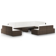  vidaXL 10 részes barna polyrattan kerti ülőgarnitúra párnákkal akciós termékkép 1
