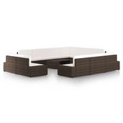  vidaXL 12 részes barna polyrattan kerti ülőgarnitúra párnákkal akciós termékkép 1