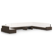  vidaXL 11 részes barna polyrattan kerti ülőgarnitúra párnákkal akciós termékkép 1