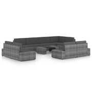  vidaXL 10 részes szürke polyrattan kerti ülőgarnitúra párnákkal akciós termékkép 1