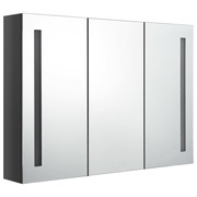  vidaXL fényes szürke fürdőszobaszekrény LED világítással 89x14x62 cm akciós termékkép 1