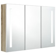  vidaXL fehér tölgyszínű fürdőszobaszekrény LED világítással 89x14x62cm akciós termékkép 1