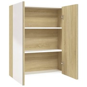  vidaXL fehér és tölgy MDF tükrös fürdőszobaszekrény 60 x 15 x 75 cm akciós termékkép 1