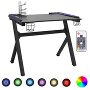  vidaXL fekete LED-es Y-lábú gamer asztal 90 x 60 x 75 cm akciós termékkép 1