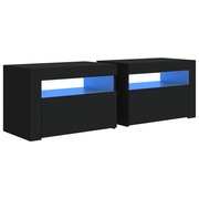  vidaXL 2 db fekete éjjeliszekrény LED-del 60 x 35 x 40 cm akciós termékkép 1
