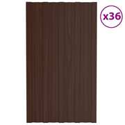  vidaXL 36 db barna horganyzott acél tetőpanel 80 x 45 cm akciós termékkép 1