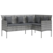  vidaXL szürke polyrattan L-alakú kanapé párnákkal akciós termékkép 1